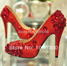 Gorgeous white satin wedding shoes Crystal High-heeled Bridal Dress Shoes Round Toe Popular Formal Shoes