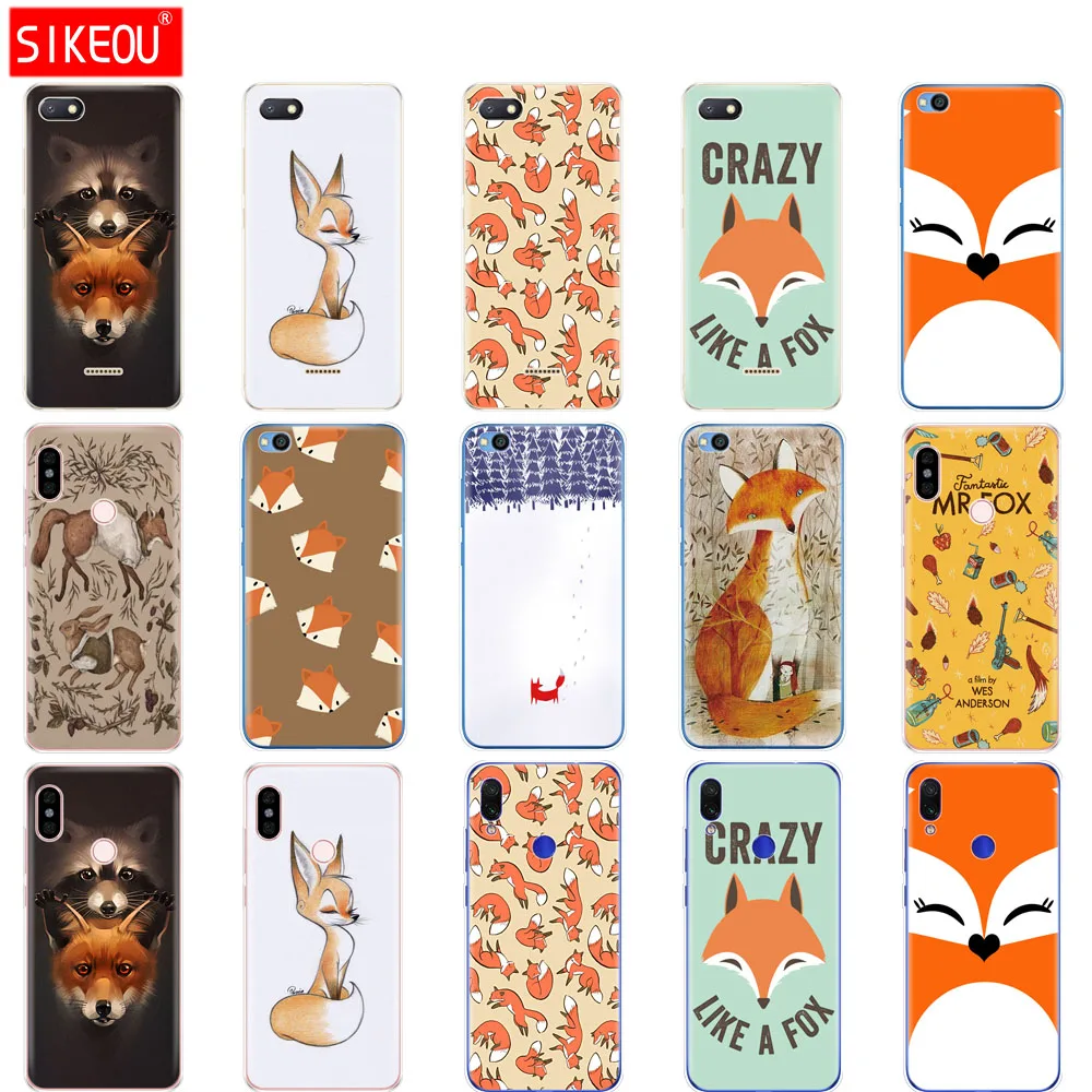 

case for redmi 6a 6 pro case cover for xiaomi redmi note 7 6 pro redmi go case for xiaomi mi 9 SE cute sly fox