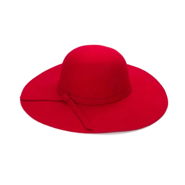 red Chapeau,, повседневная фетровая шляпа с широкими полями, Купольные шляпы, высокое качество, шерстяная широкополая шляпа, женская черная шляпка - Цвет: red