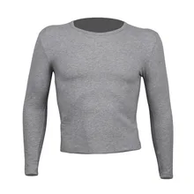 Для мужчин осень и зима бесшовное термобелье Для мужчин; осенняя одежда с длинными рукавами футболки Тонкий круглым вырезом Цвет один рубашка