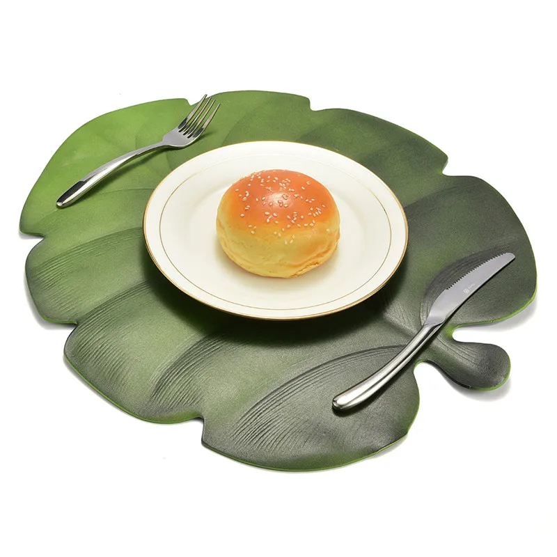 

Kitchen Placemat Leaves Pvc Dining Mat Disc Pads Bowl Pad Coasters Waterproof Table Plate Decor Cloth Pad Slip-Resistant Pad