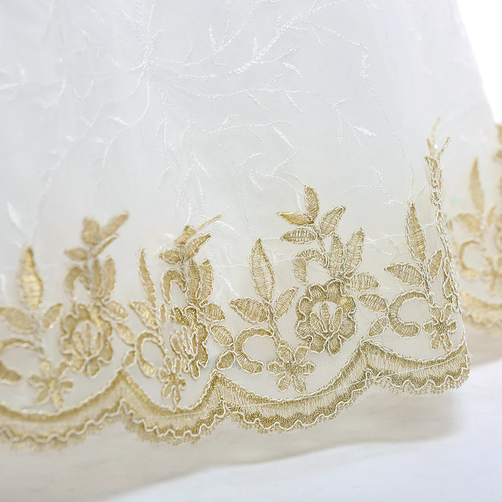 Розничная, Золотое элегантное кружевное длинное платье принцессы с короткими рукавами для свадебной вечеринки кружевное вечернее платье с аппликацией для девочек, LP-208