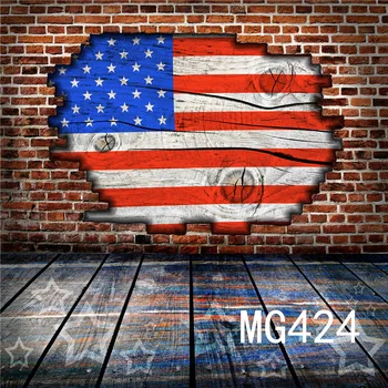 

Polyester Brick Wall Wooden American Flag Backdrop Background Photography Studio Props Photographic Seamless Washable No Crease