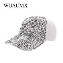 Wuaumx изготовление со стразами Жемчуг Полный Eaves Бейсболка для женщин Девушка Солнцезащитный козырек бейсболка кепки для женщин остроконечные колпачки с кристаллами
