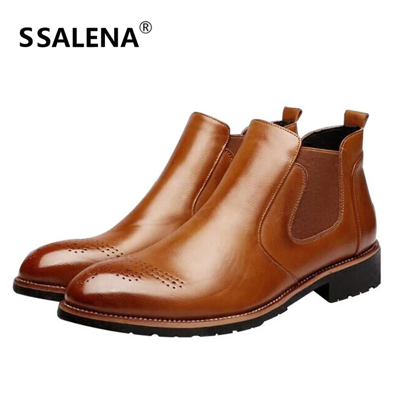 

Men Vintage Style Slip-On Boots Male Comfortable Fashion Oxfords Ankle Boots Men Leather Working Outdoor Warm Shoes AA51582