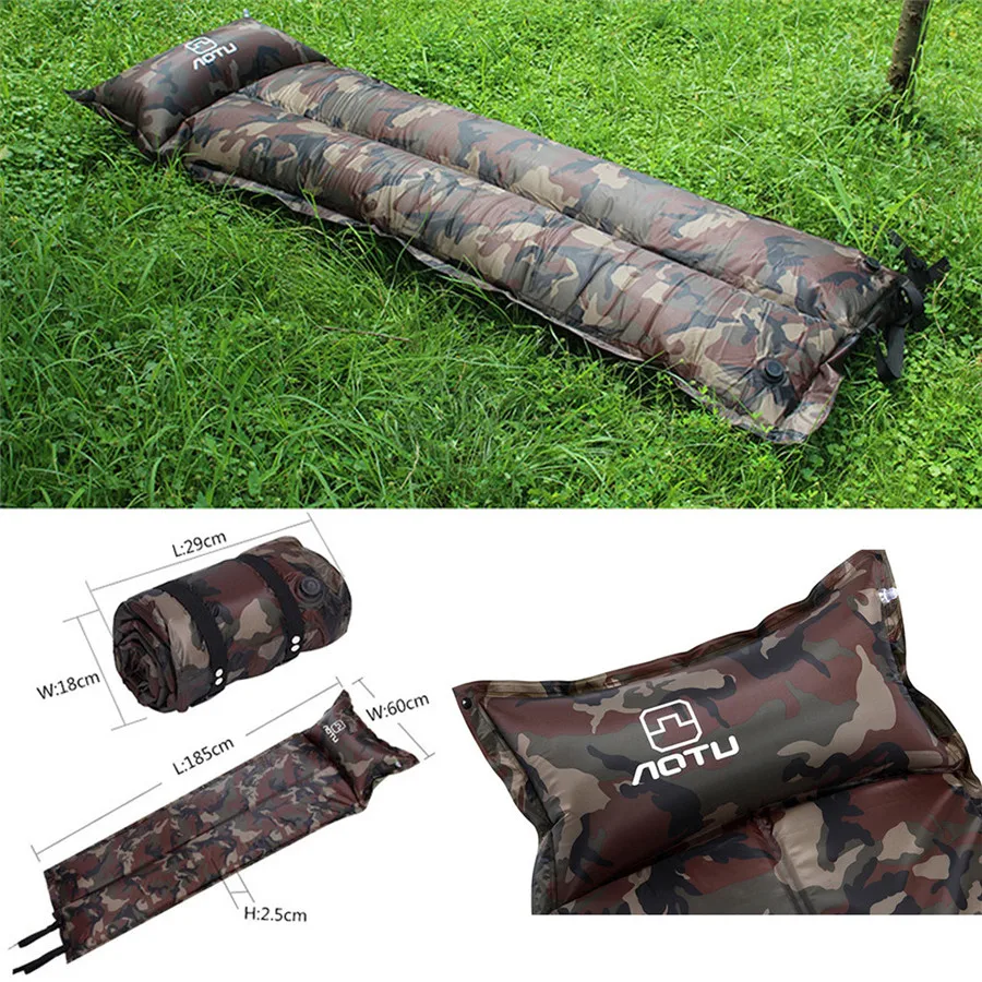 2019 outdoor camping mat inflatable cushion sleeping pad air camping thickening camouflage self inflating camping mat 40J3 (12)