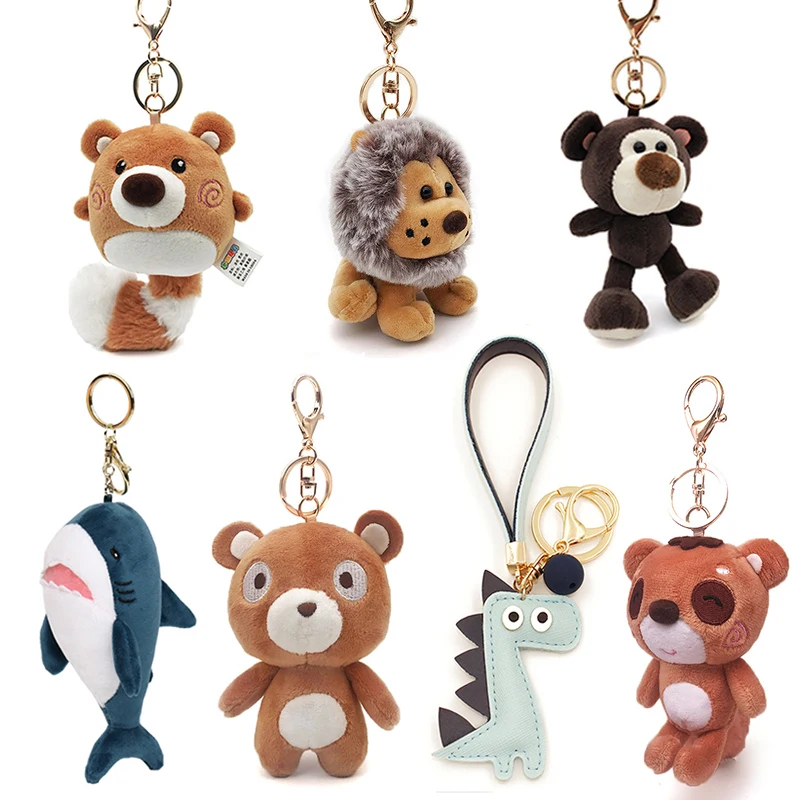 Mini plush bear stuffed cartoon animal cute key chain pendant soft toy L~JP 