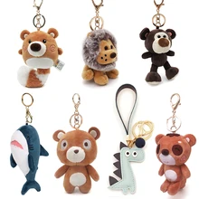 Bag Keychain Backpack Plush-Toy Raccoon Shark-Dinosaur Monkey Animal Bear Gift Cartoon