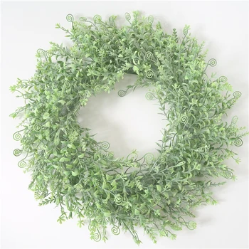 

Artificial Green Leaf Garland Grass Ring Wall Hanging Lily Grass Ring Cross River Dragon Grass Ring Wedding Decoration 46cm