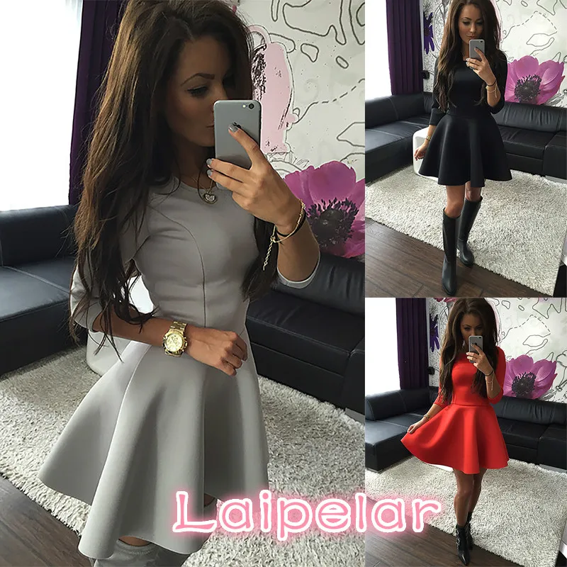 

Fashion Women's 3/4 Sleeve Sexy Spring Women Dress Bodycon Ruffles O Neck Office Dresses Ladis Empire Vestidos Laipelar