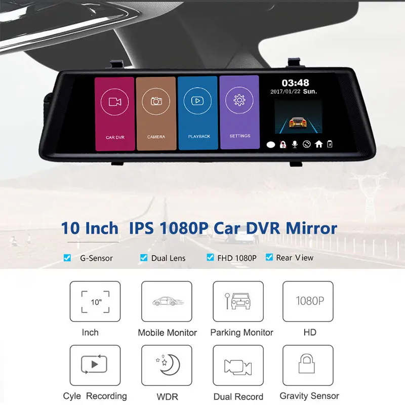 Junsun a900c полный IPS 10 &quotTouch Видеорегистраторы для автомобилей Камера FHD 1080 P видео