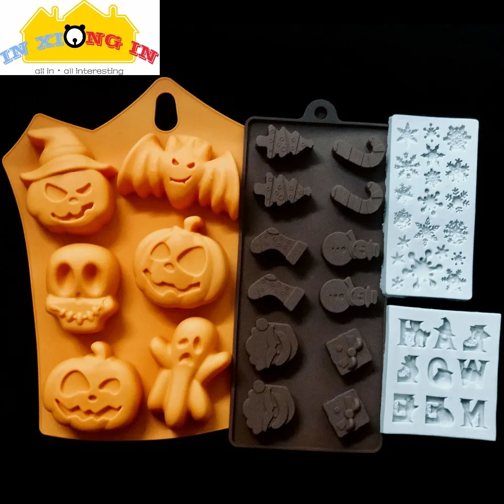 

Christmas Santa Claus Resin Molds Jewelry DIY Halloween Alphabet Ghost Pumpkin Skull Silicone Mold Xmas Snowflake Resin Charms