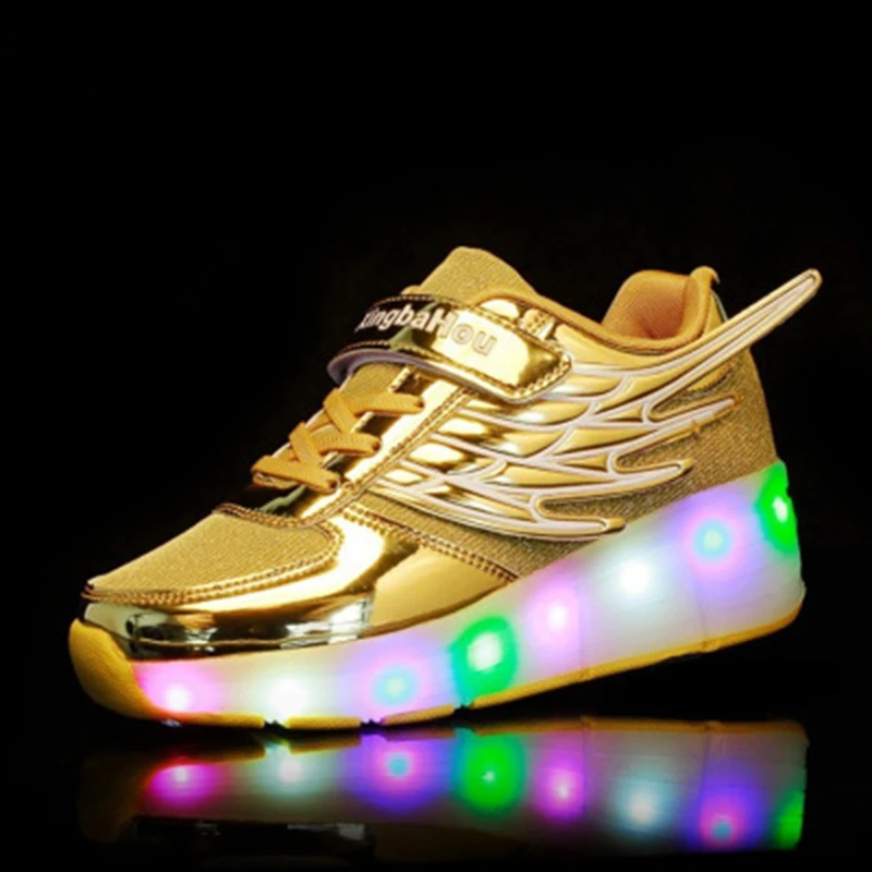 Обувь для мальчиков и девочек, детский светодиодный светильник, светящиеся кроссовки с колесами, детская спортивная обувь для мальчиков и девочек