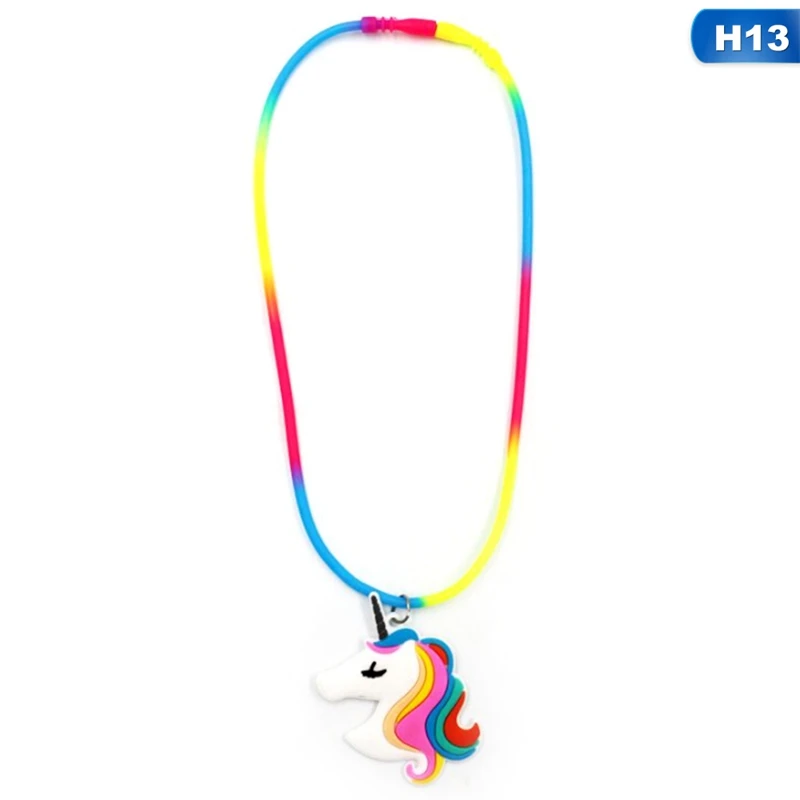 Rainbow Unicorn Pendant Rubber Necklaces Accessories -Unicorn Fashion