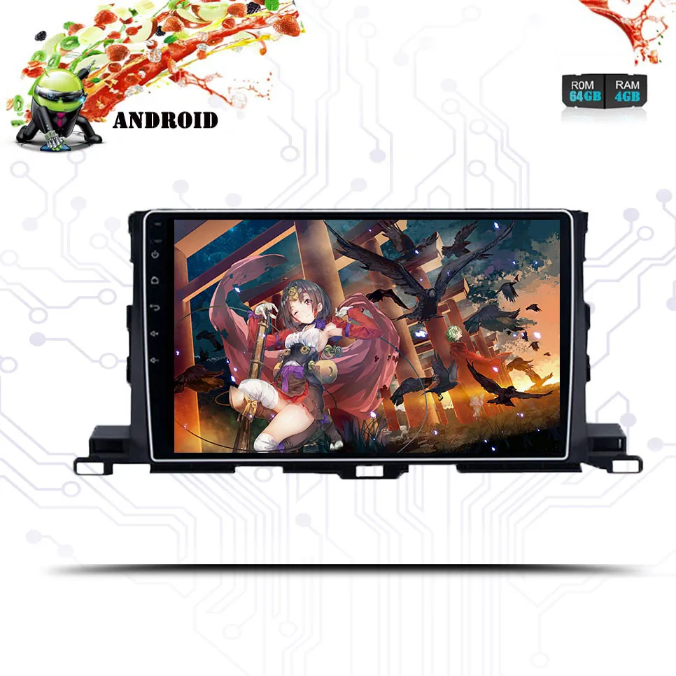 Автомобильная магнитола 10 1 дюйма 4 + 64 ГБ Android 0 стерео для Toyota high Lander 2014 2016 2017 2018 Gps