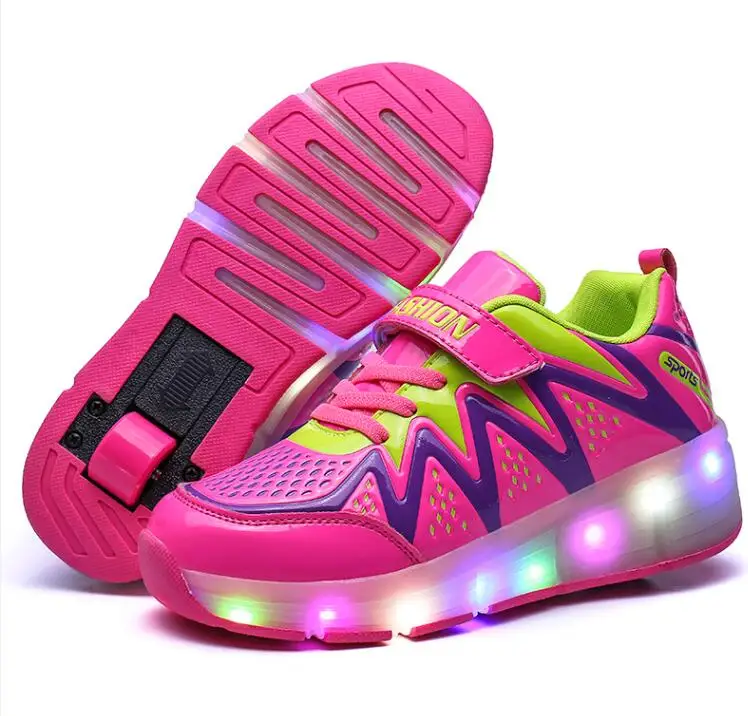 Светодиодный детский ролик обувь для мальчиков и девочек повседневная спортивная обувь с колесиками модные детские кроссовки размер 29-40 - Цвет: One Wheel