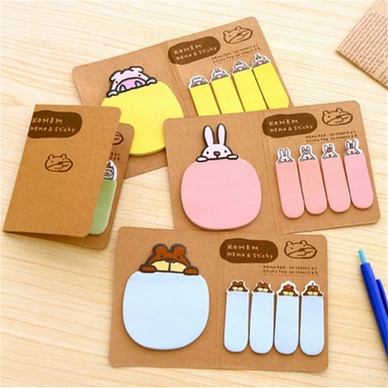 

Cute Novelty Kawaii Animal Pig Rabbit Bear Sheep Kraft Paper Mini Memo Pad Sticky Notes Bookmark Gift Stationery Planner