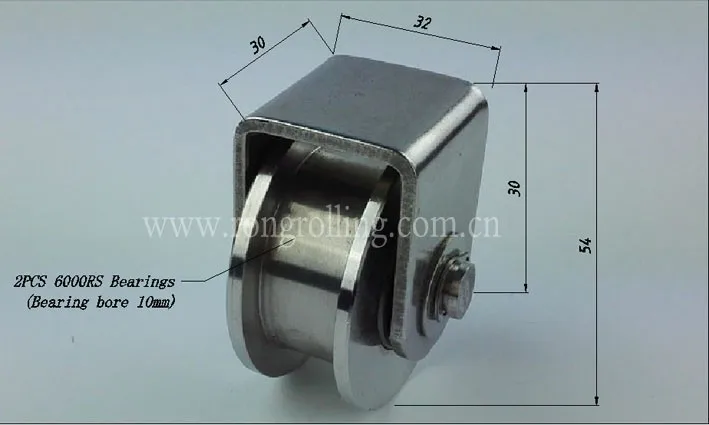 2 дюйма панель для управления раздвижного ворота 304 из нержавеющей стали колеса паз V/U/H с наружным поддержка, два предмета 6000RS подшипник диаметр 10 мм. 2 шт./лот