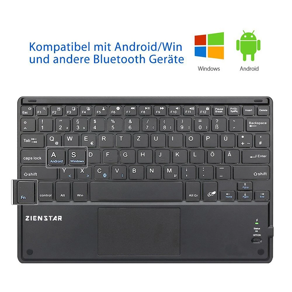 Клавиатура Zienstar Беспроводная с сенсорной панелью 10 дюймов|bluetooth keyboard|wireless bluetooth