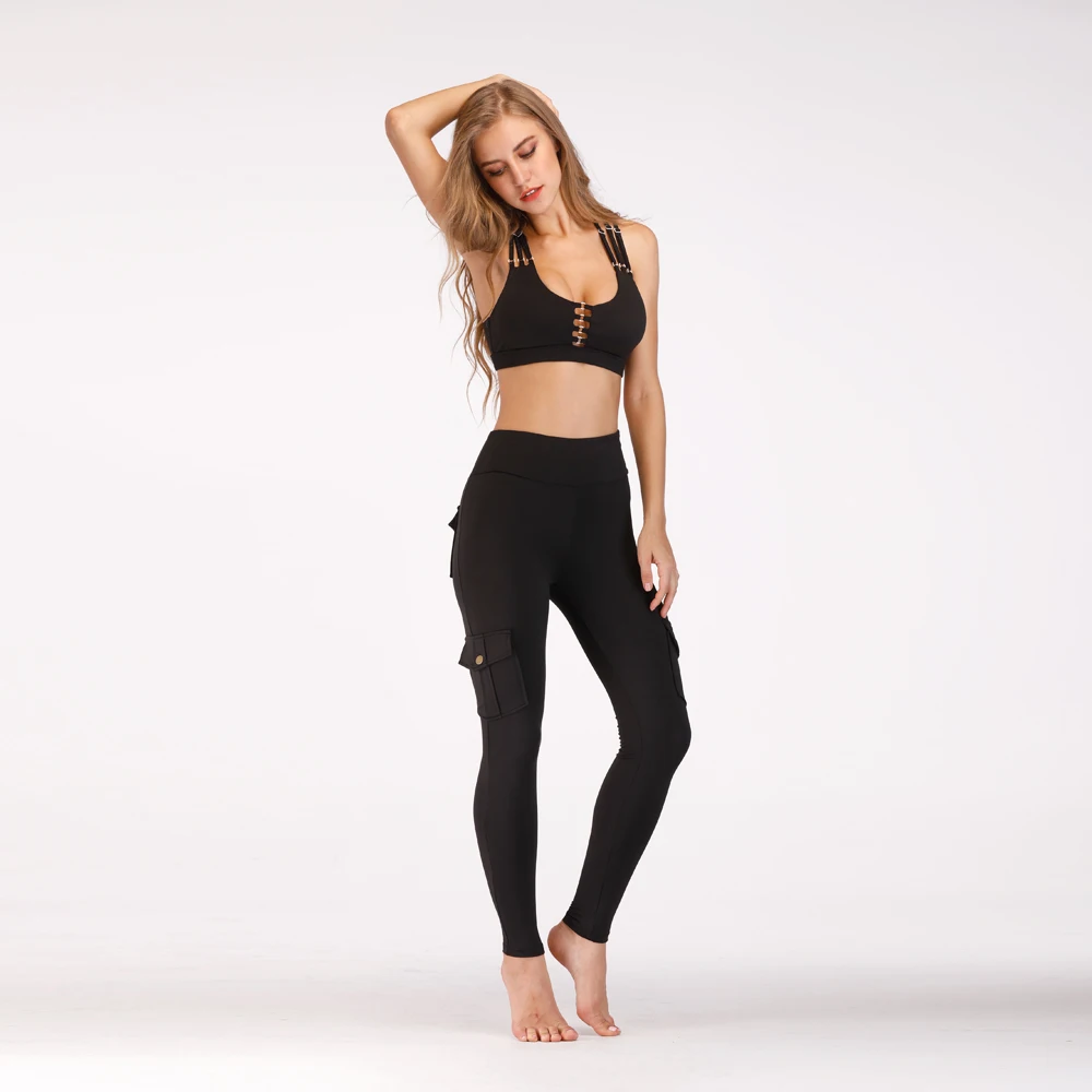 LI-FI женский черный комплект для йоги короткий топ без рукавов костюмы для йоги одежда для фитнеса спортзала плотная Спортивная одежда для тренировок