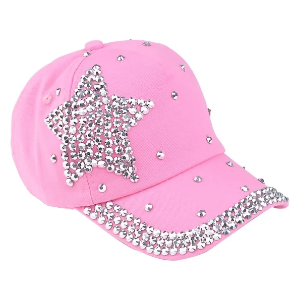 

Children's cotton caps bling bling hat Female Hot drilling fashion casual cap black pink girl hip hop hat