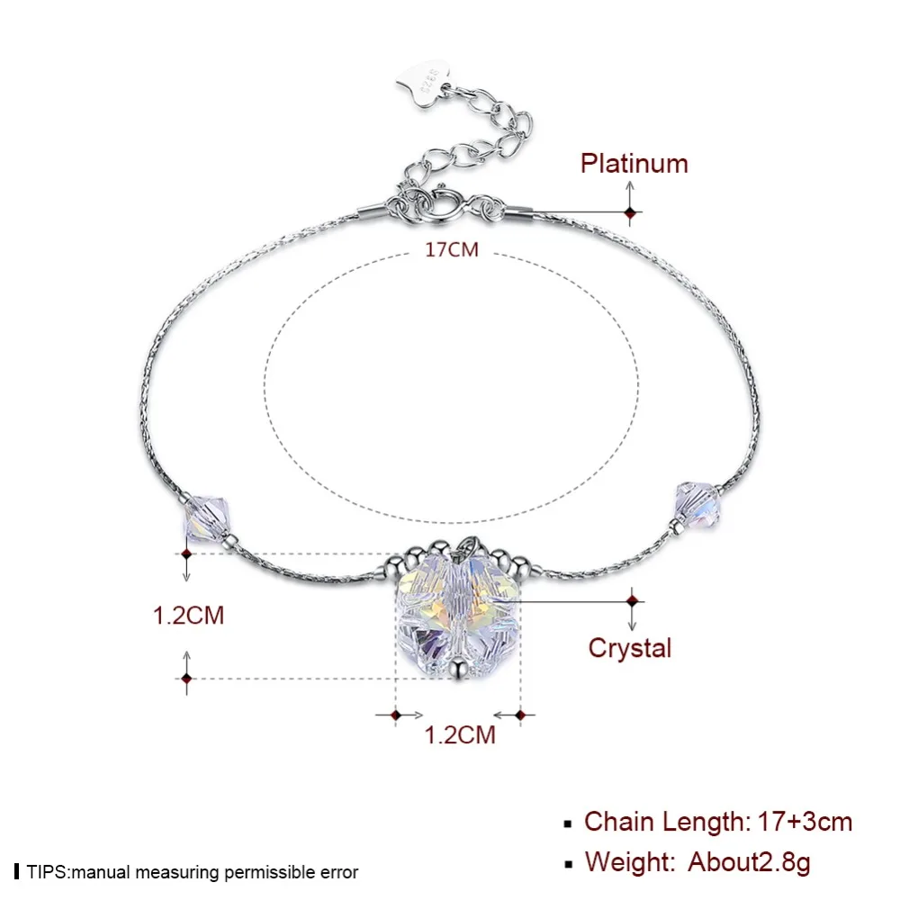 Элегантный браслет с кристаллами Swarovski, настоящий 925 пробы, серебряный, простой цветок, браслеты для женщин, леди, свадебные, вечерние, высокое качество