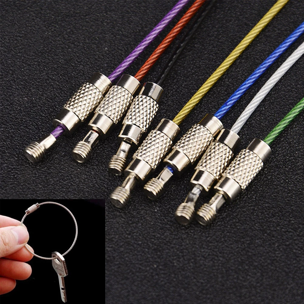 Keys Chain Wire Keyrings Stainless Steel Carabiner Key Holder EDC Keychain