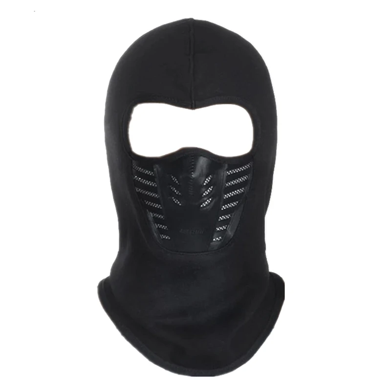 

Cold winter hood mask solid color warm wind riding cap color: black thin section