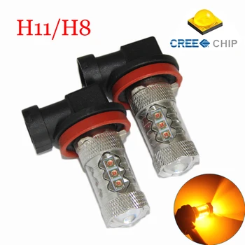 

2 PCS * 80W H11 H8 LED Fog Light 12V Auto Car Super Bright Head Fog Lamp H11 H8 DRL Daytime Running Light Bulb Amber