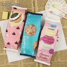 1PC Kawaii Creative Macaron font b School b font Pencil Case For Girls Chocolate Cracker PU