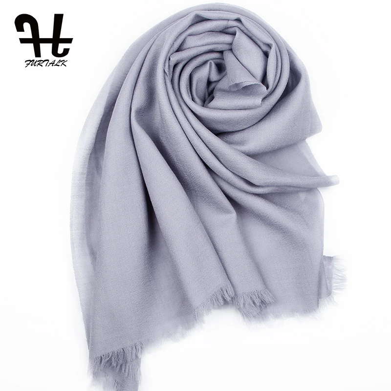 FURTALK Women's Reversible 100% Lamb Wool Scarf Spring Shawl Warm Shawl Wrap Scarf Wool Shawl Long Women Scarf Wool Pashmina