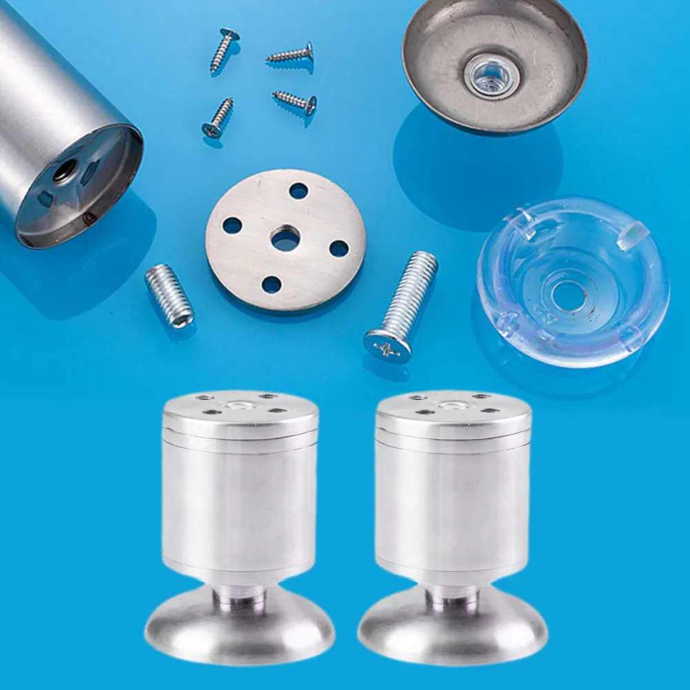 

4 Pcs/Set 8/10CM Silver Stainless Steel Adjustable Furniture Legs TV Cabinet Sofa Furniture Feet Pad Thickening Leg--TB