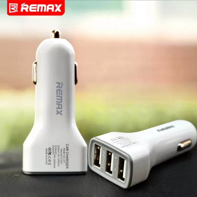 ريماكس العالمي شاحن سيارة الهاتف المحمول usb الذكية شحن سريع ل فون 8 × 3USB متوافق السيارات usb سيارة-شاحن