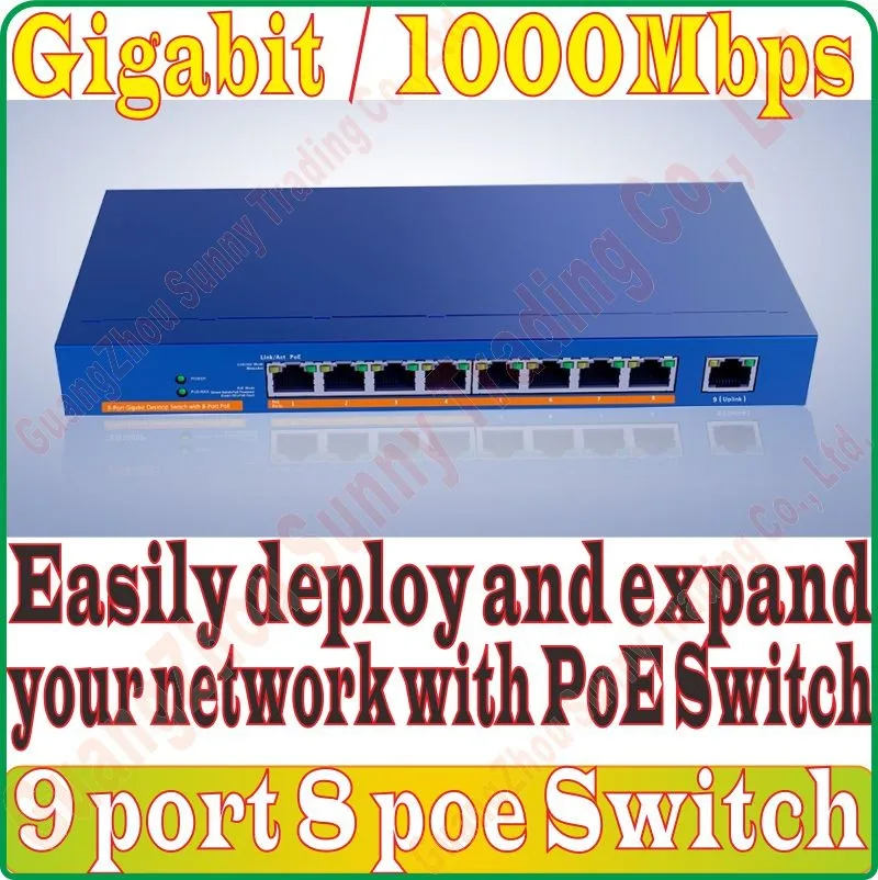 Max. PoE 121 Вт 9 Порт 8 PoE Gigabit 1000 м переключатель IEEE802.3af/at PoE костюм для всех видов камеры или AP сетевые коммутаторы Plug& Play