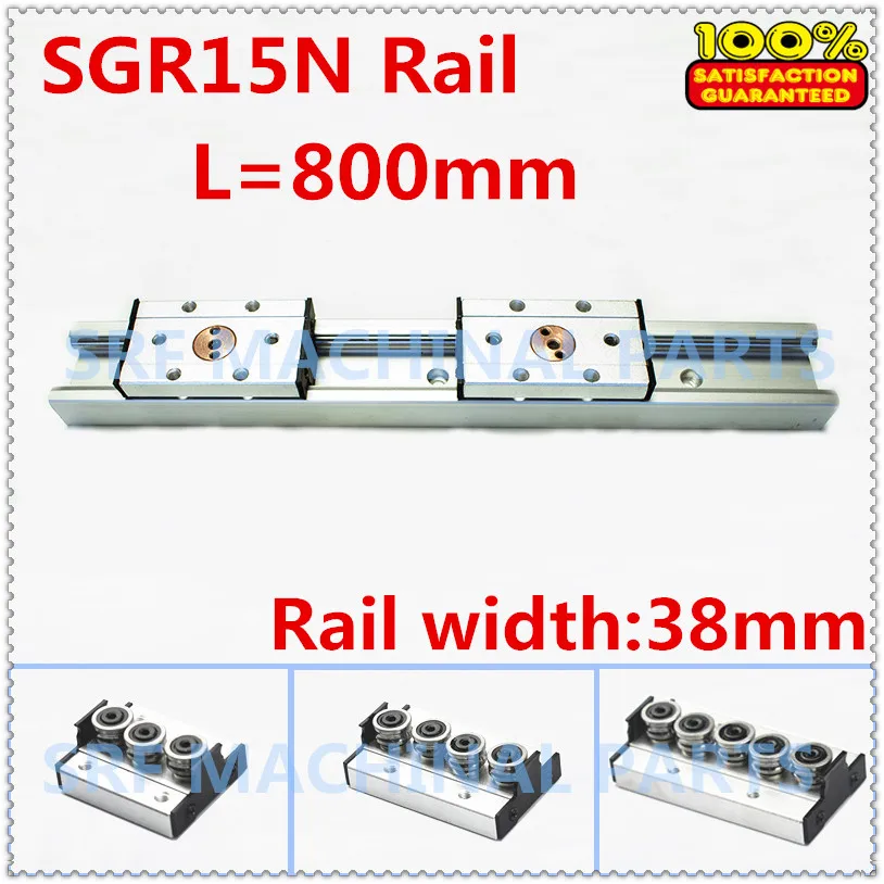 1pcs Silver Double aluminum  axis roller linear guide rail SGR15N L=800mm +1pcs SGB15N block  linear motion rail for CNC
