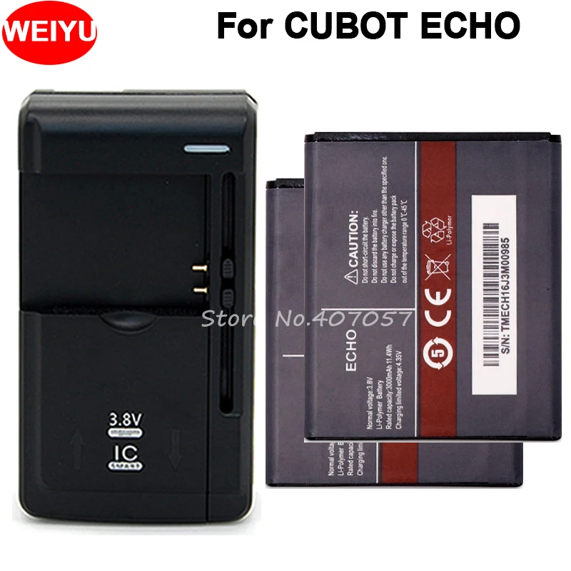 

2PCS For CUBOT ECHO Battery Batterie Bateria Batterij Accumulator AKKU for For CUBOT ECHO Mobile 3000mAh+Universal Charger