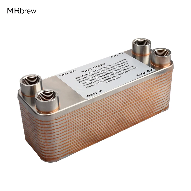 30 Plates Wort Heat Exchanger Stainless Steel Wort ChillerBrewing Cooling Counterflow Clooler For Homebrew Beer Tools 1/2''NPT