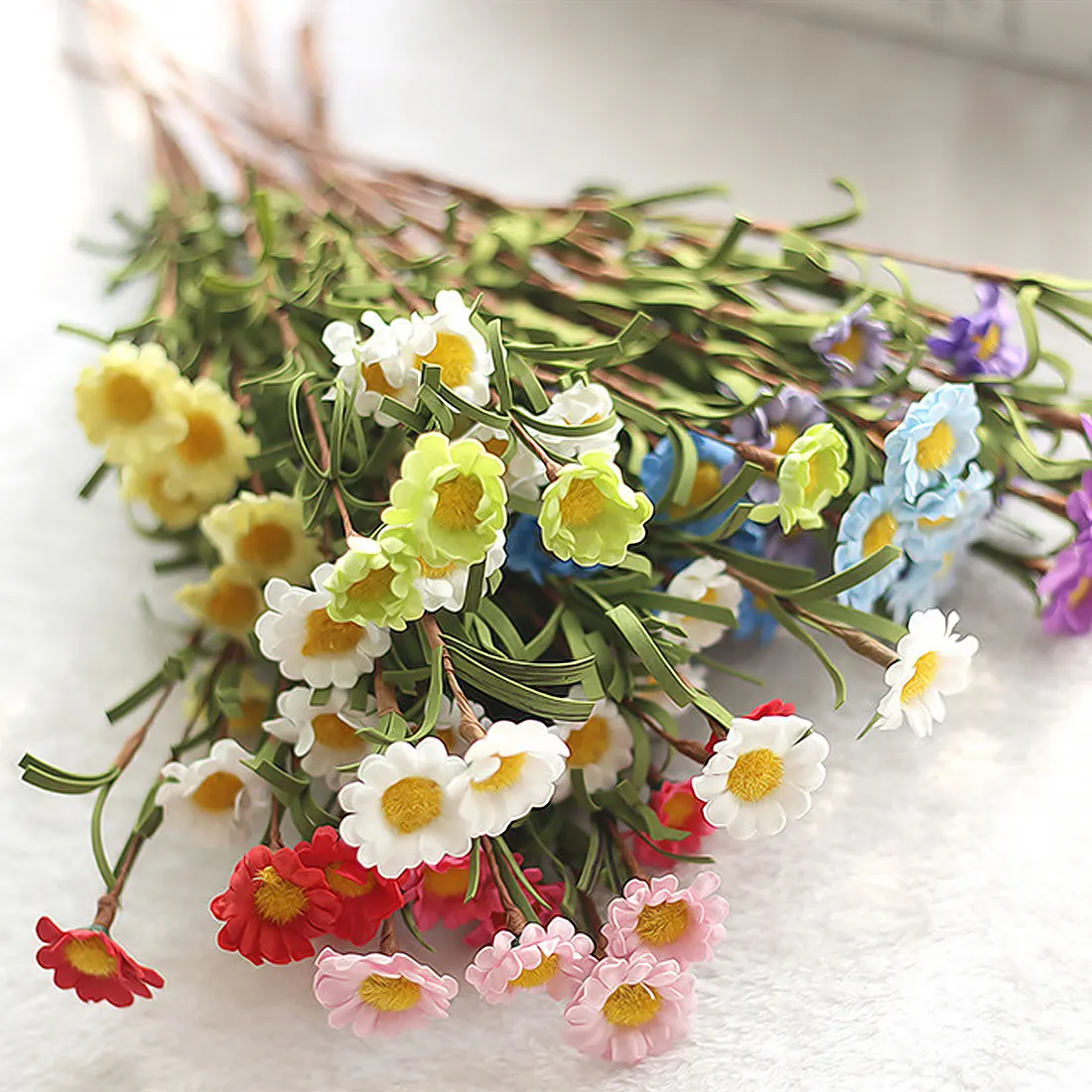 8 головок, цветные Искусственные цветы Маргаритка из шелка, искусственные цветы, сделай сам, украшение для свадебной вечеринки, домашнее украшение для ВАЗ