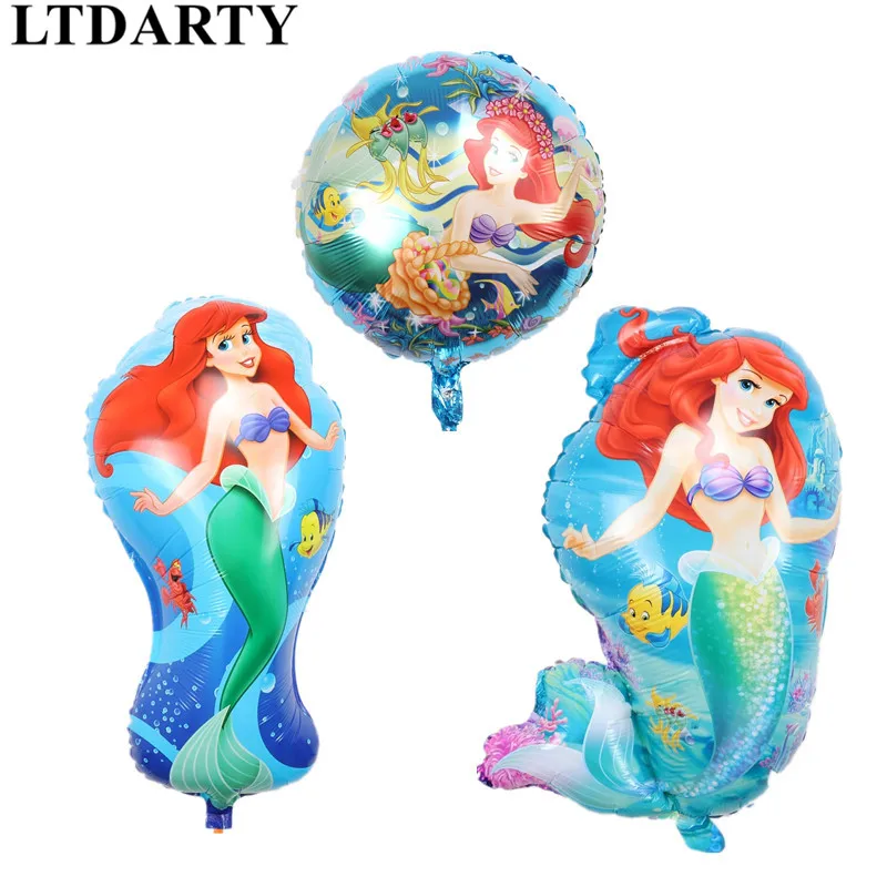 

3pcs/lot The Little Mermaid foil balloons Ariel of cartoon princess ballon helium kids birthday decor globos party supplies