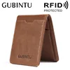 Anti RFID Vintage de cuero genuino para hombre, cartera pequeña de cuero genuino, portatarjetas Delgado ► Foto 1/6