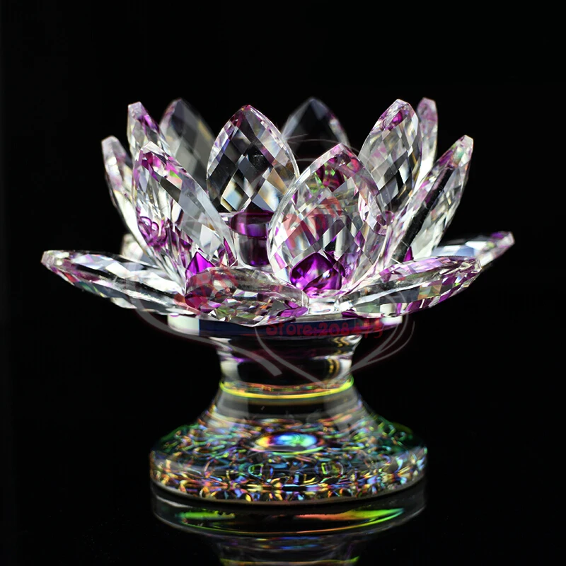 Free Shipping Crystal Lotus buddhism candle holder ,crystal islamic religious gifts
