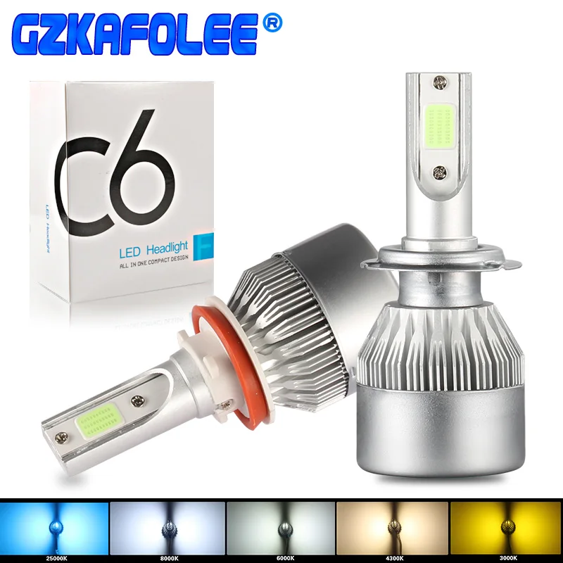 C6 H8 LED HB3 HB4 H16 9005 9006 HIR2 H13 H1 H3 H7 H9 5202 COB