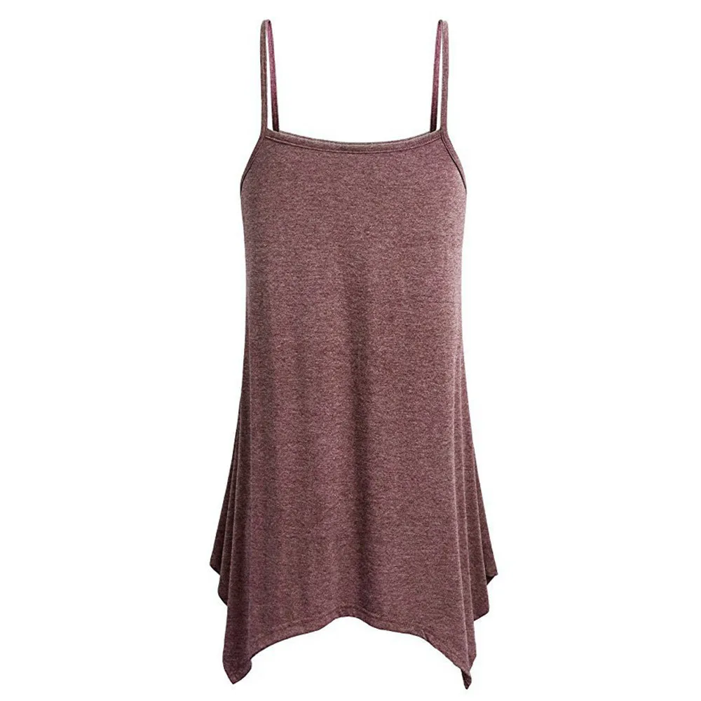 

SAGACE Loose V Neck Plus Size Cotton Women Condole Belt Dresses Pullover Long Tops Cotton Yarn Sling Vest Dress Solid Color
