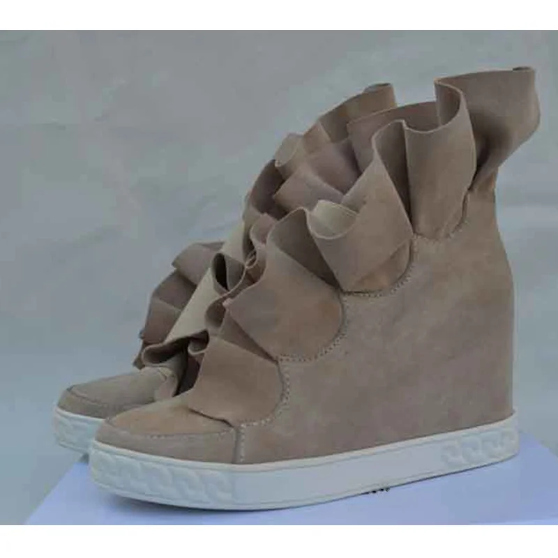 

New Arrival Women Boots Round Toe Short Booties Suede Chic Shoes Wedges Women Ankle Boots Height Increasing Slip On Brand Shoes