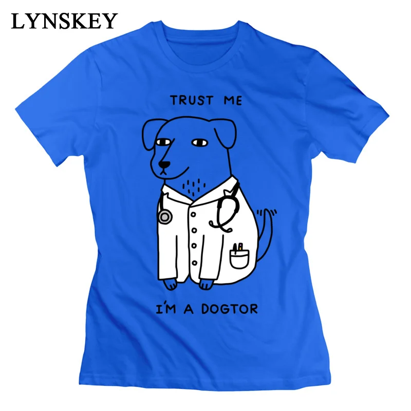 LYNSKEY Women T-Shirt Fashion Leisure Tops Tees Summer/Autumn Cotton O Neck Short Sleeve Crazy Dogtor Tee Shirt Top Quality pink