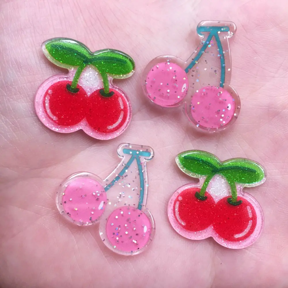 

Glitter Cherry Flat Back Acrylic Sheet Miniature Pattern Applique 10pcs DIY Wedding Scrapbook Embellishments F672