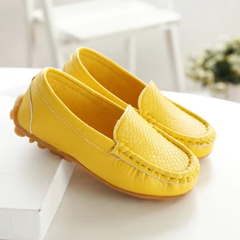 Модные Повседневные лоферы на плоской подошве для мальчиков; Детские кроссовки без застежки из искусственной кожи; Весенняя детская обувь для девочек; Zapatillas Ninos; TX179 - Цвет: Yellow