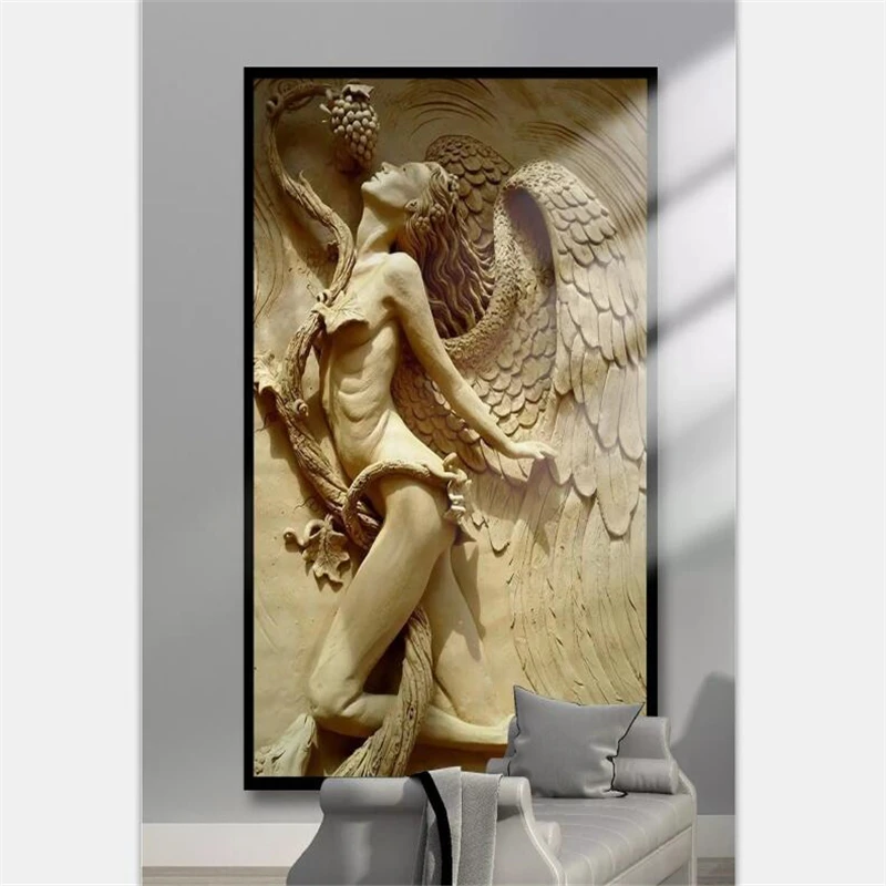 beibehang Wallpaper custom living room bedroom 3D three-dimensional relief beautiful angel porch background wall decoration beibehang Wallpaper custom living room bedroom 3D three-dimensional relief beautiful angel porch background wall decoration