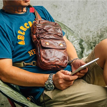 

AETOO Head-layer cowhide chest bag Italian imported leather man crossbody bag