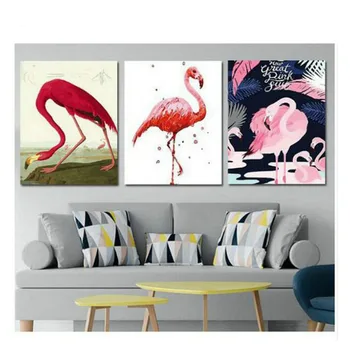 

Flamingo Icon Diy Diamond Painting 3Pieces/set Diamond Embroidery Full Round Square Wedding Decoration Wall Sticker ZP-1312